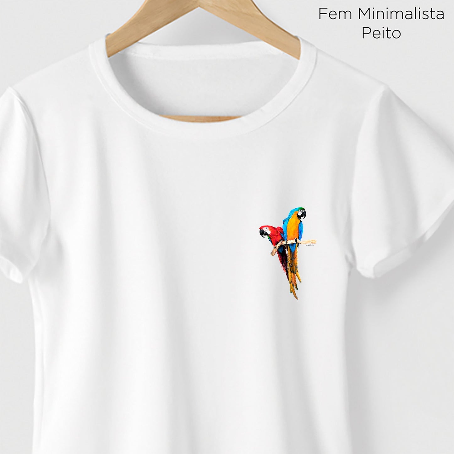 Camiseta Amazônia ARARAS VERMELHA E CANINDÉ - BRANCO - cód 0035