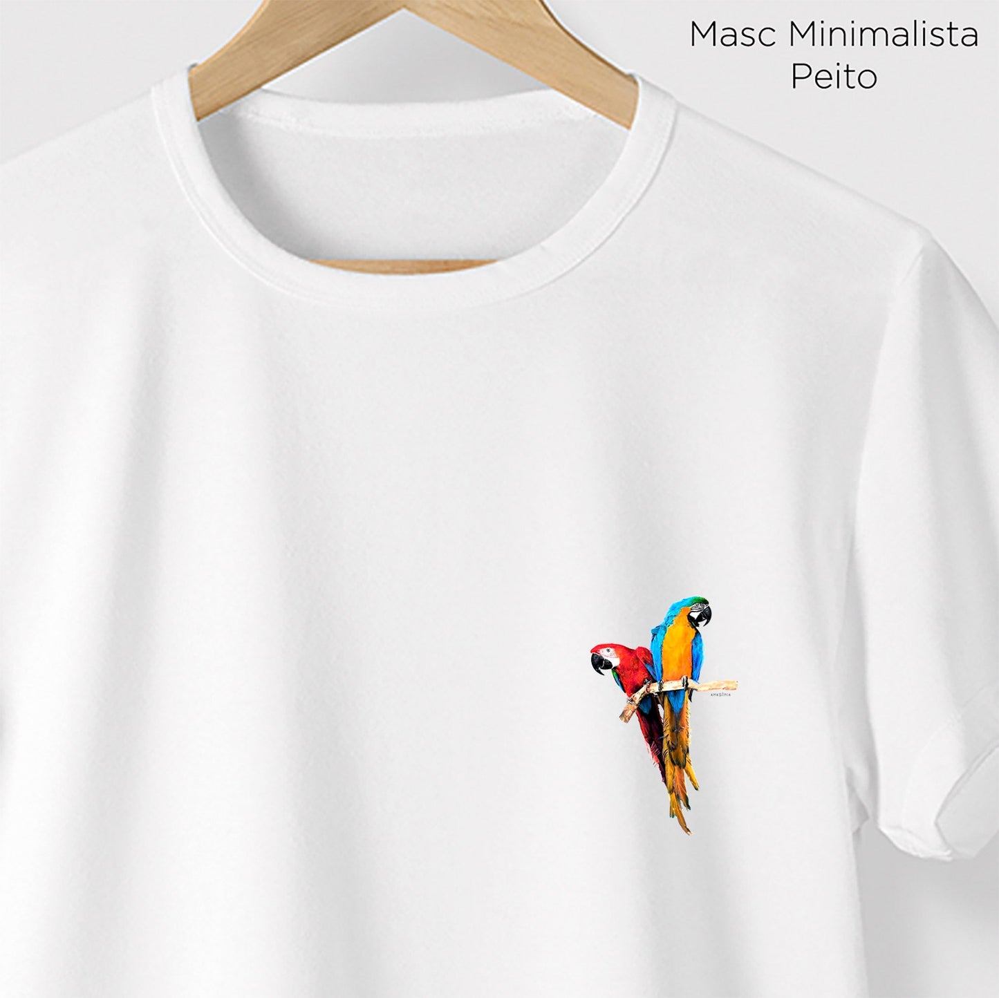 Camiseta Amazônia ARARAS VERMELHA E CANINDÉ - BRANCO - cód 0035