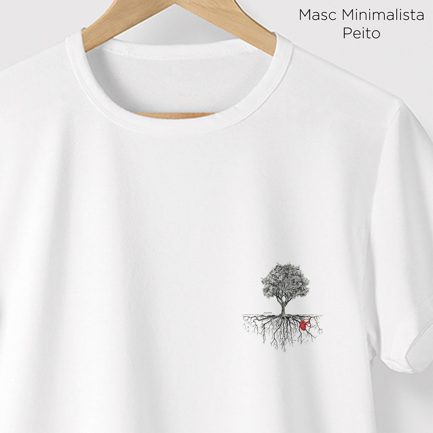 Camiseta Amazônia ÁRVORE CORAÇÃO DA NATUREZA - BRANCO - cód 0036