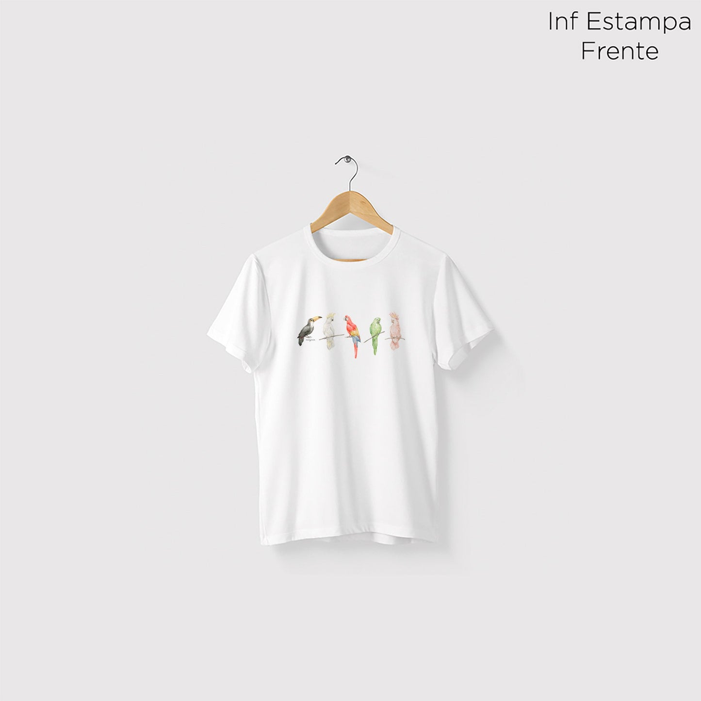Camiseta Amazônia AVES CORES - BRANCO - cód 0168