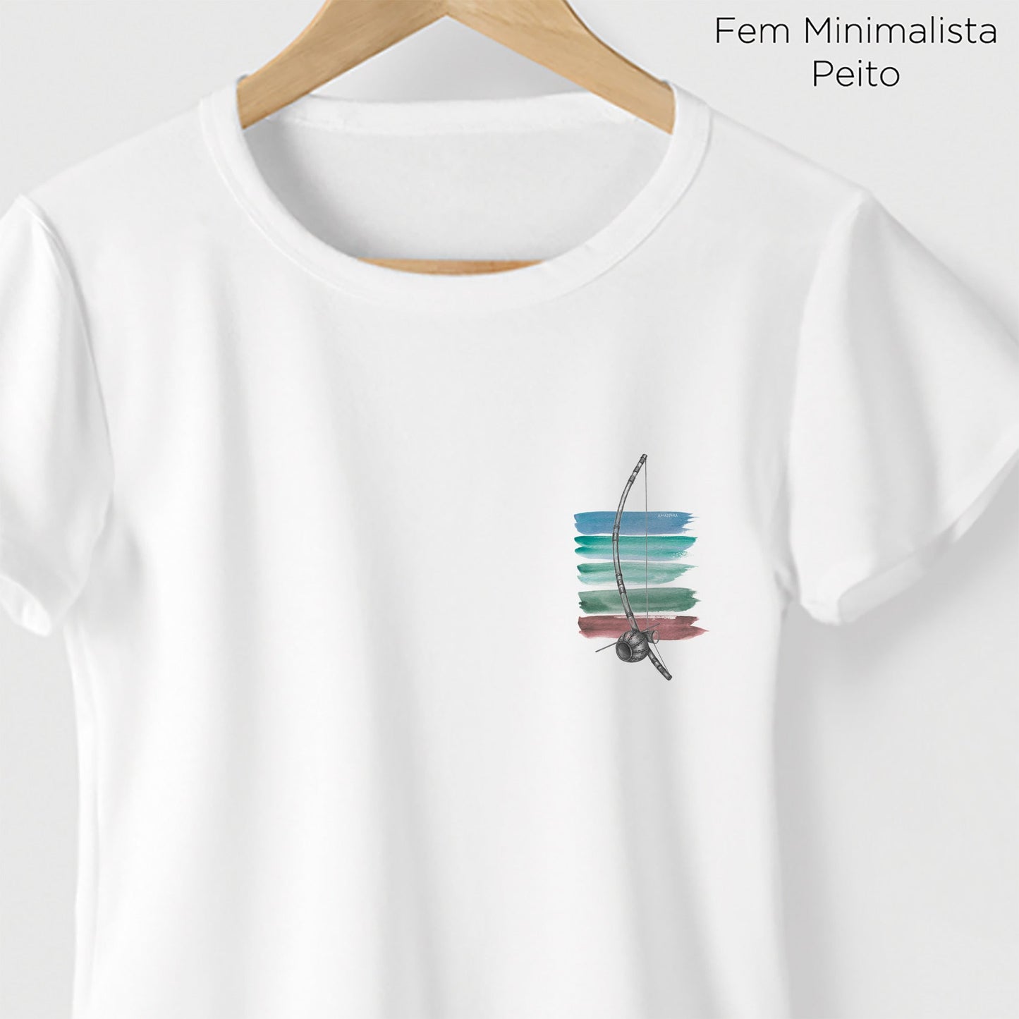 Camiseta Amazônia BERIMBAU AQUARELA - BRANCO - cód 0233