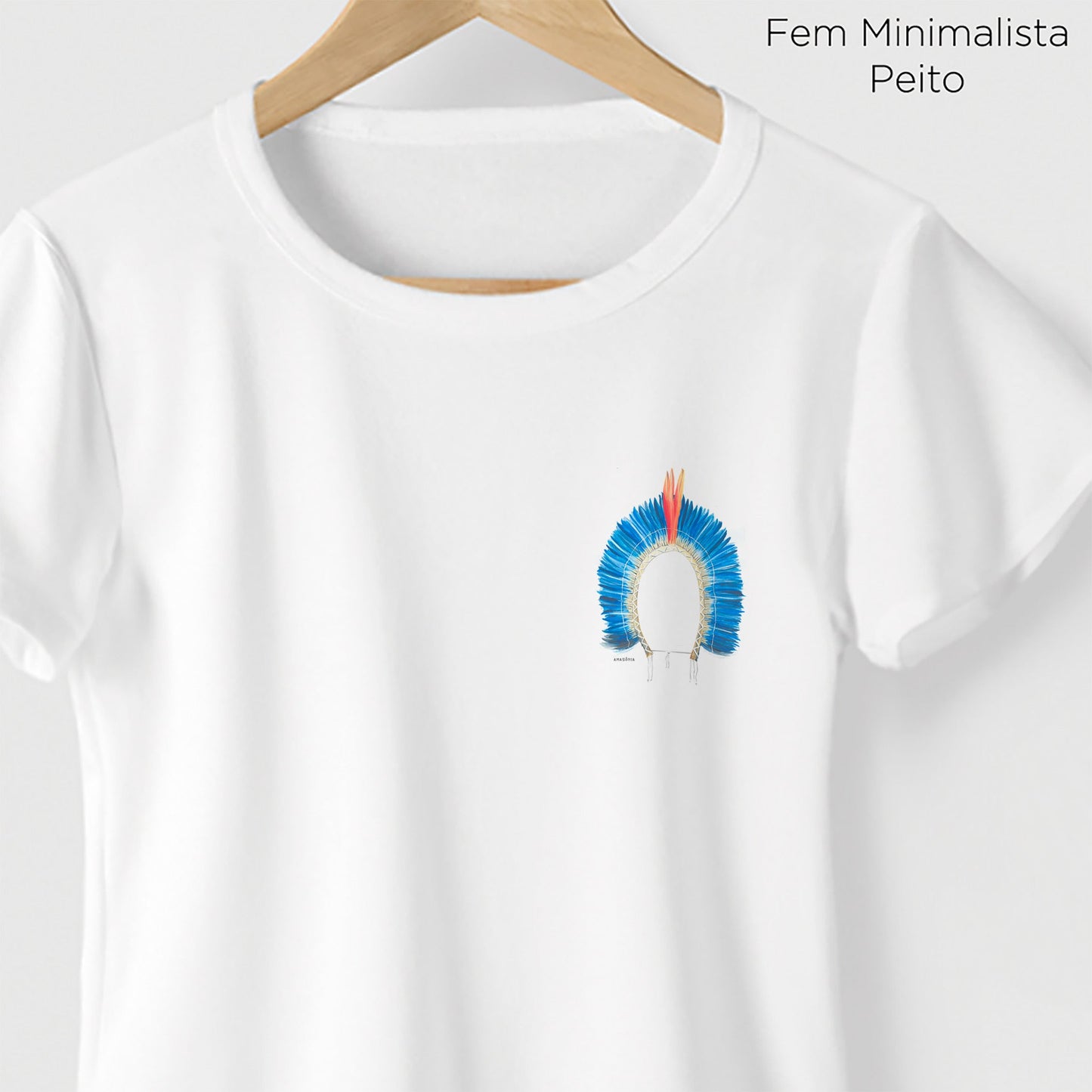 Camiseta Amazônia COCAR INDÍGENA - BRANCO - cód 0243