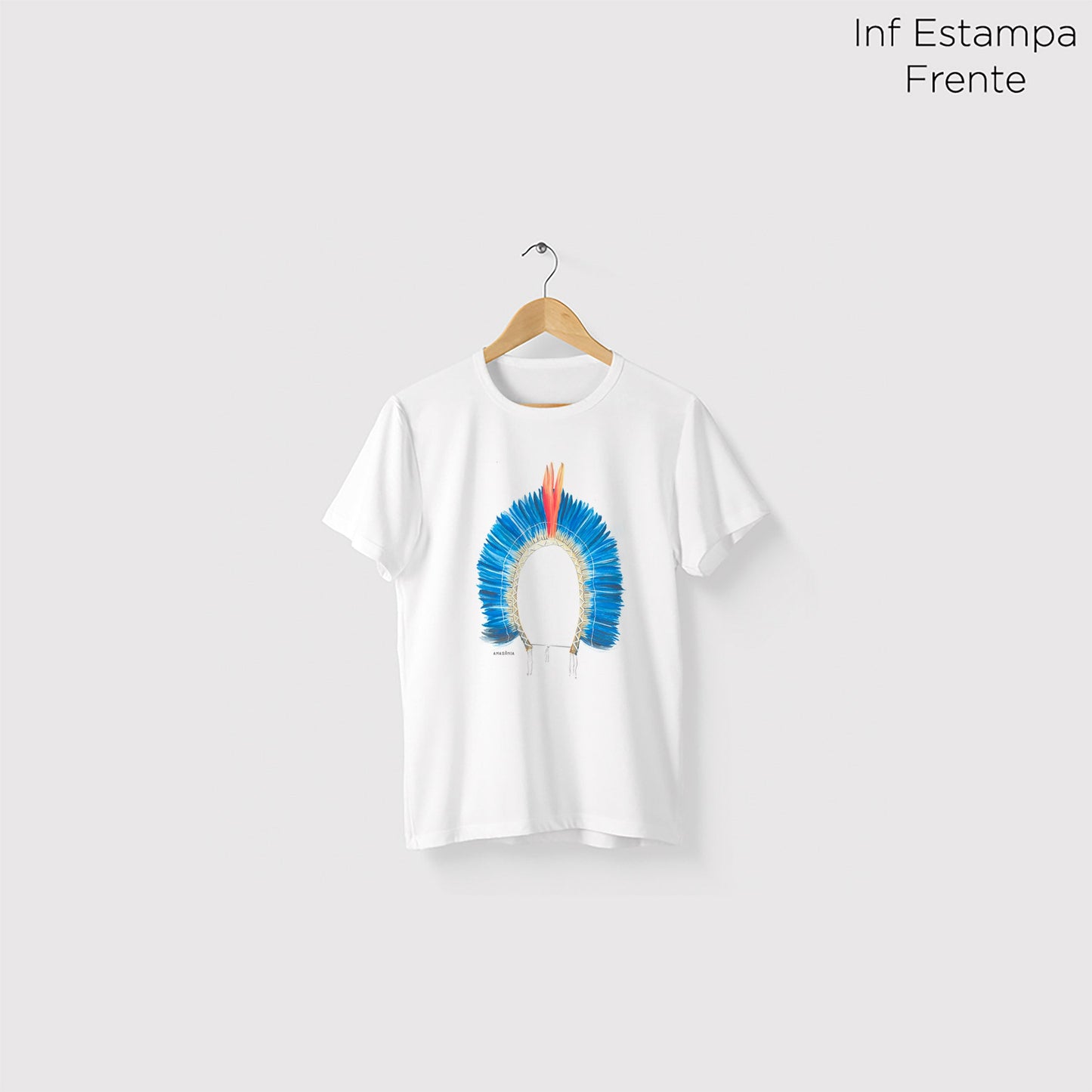 Camiseta Amazônia COCAR INDÍGENA - BRANCO - cód 0243