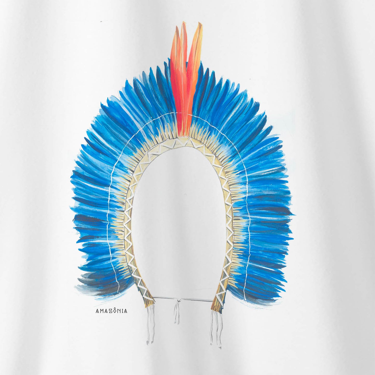 Camiseta Amazônia COCAR INDÍGENA - BRANCO - cód 0243