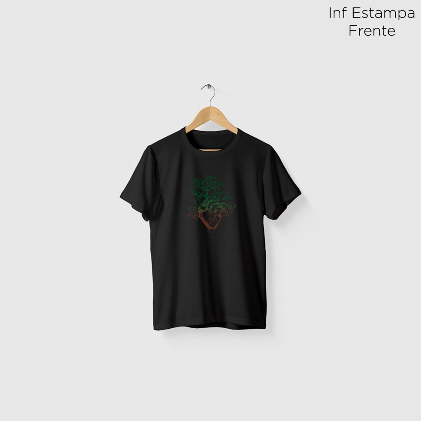 Camiseta Amazônia ÁRVORE CORAÇÃO - PRETO - cód 0371