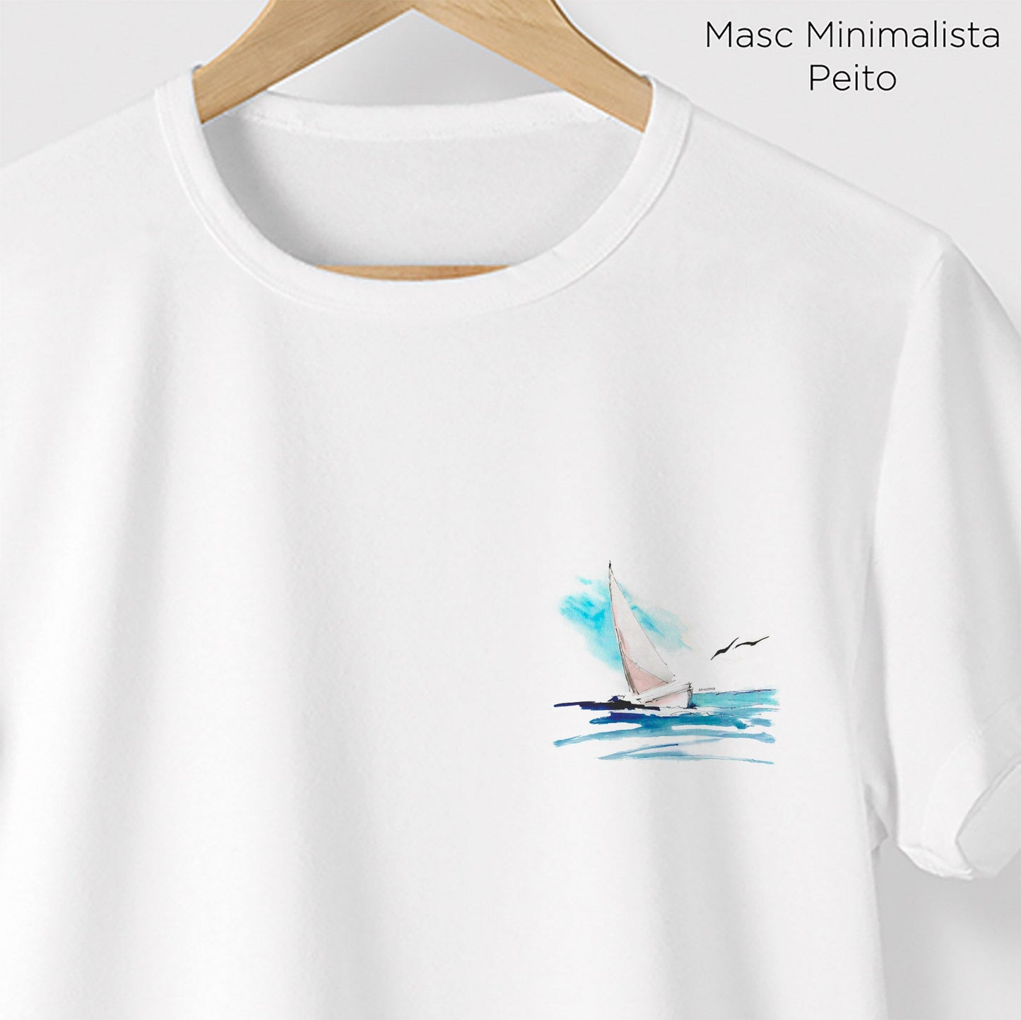 Camiseta Amazônia BARCO E MAR - BRANCO - cód 0438