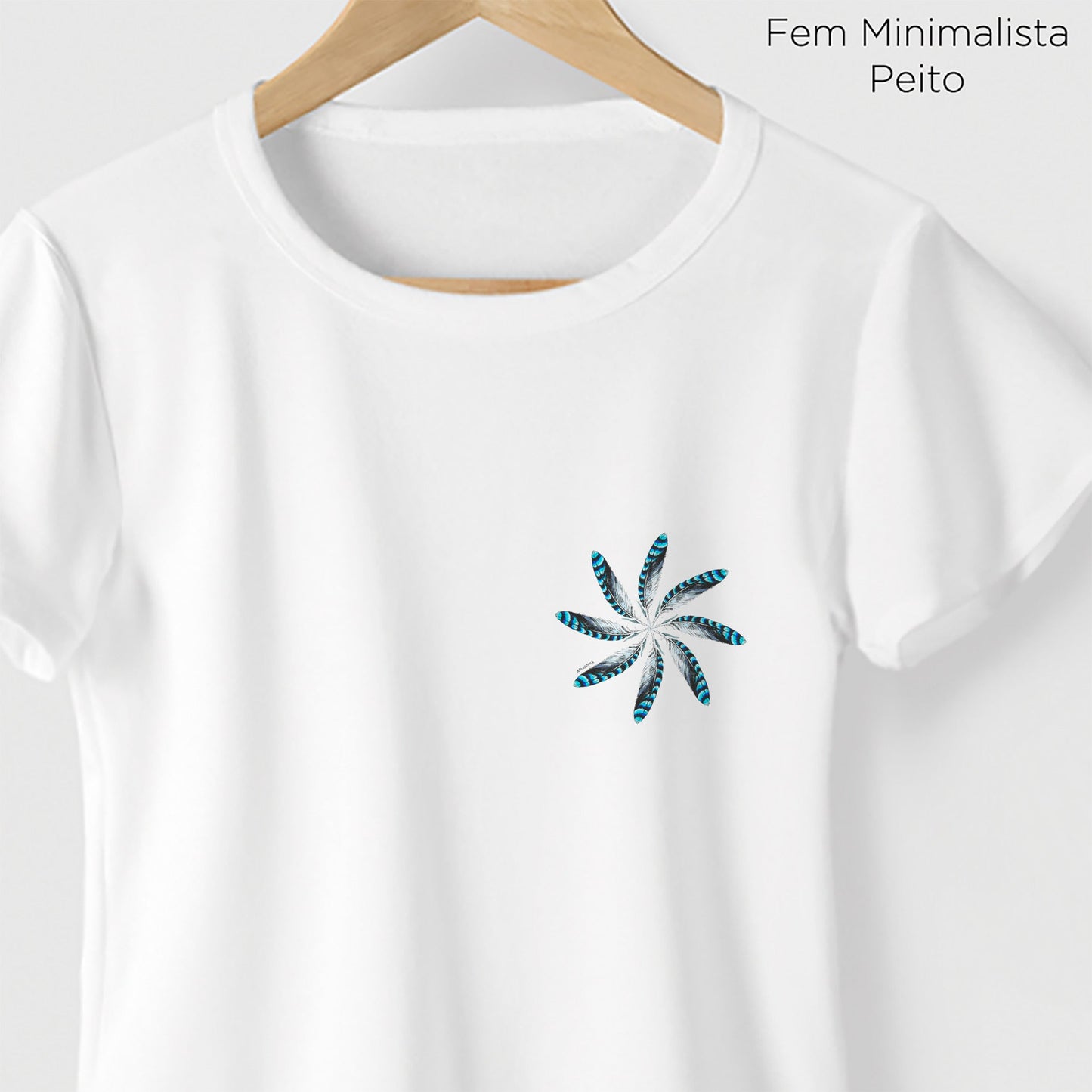 Camiseta Amazônia MANDALA 8 PENAS - BRANCO - cód 0522