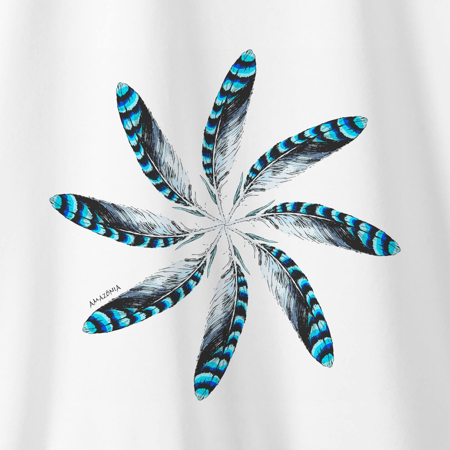 Camiseta Amazônia MANDALA 8 PENAS - BRANCO - cód 0522