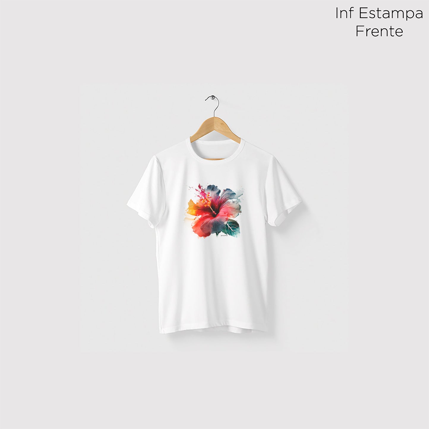 Camiseta Amazônia HIBISCO AQUARELA - BRANCO - cód 0564