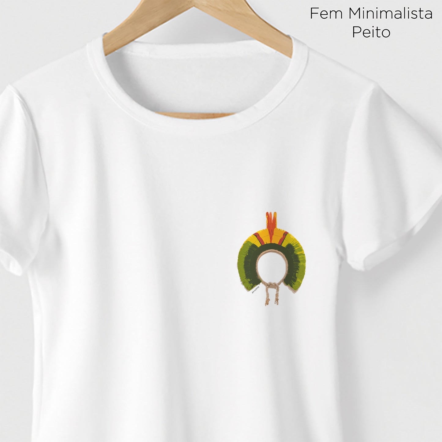 Camiseta Amazônia COCAR AQUARELA - BRANCO - cód 0659