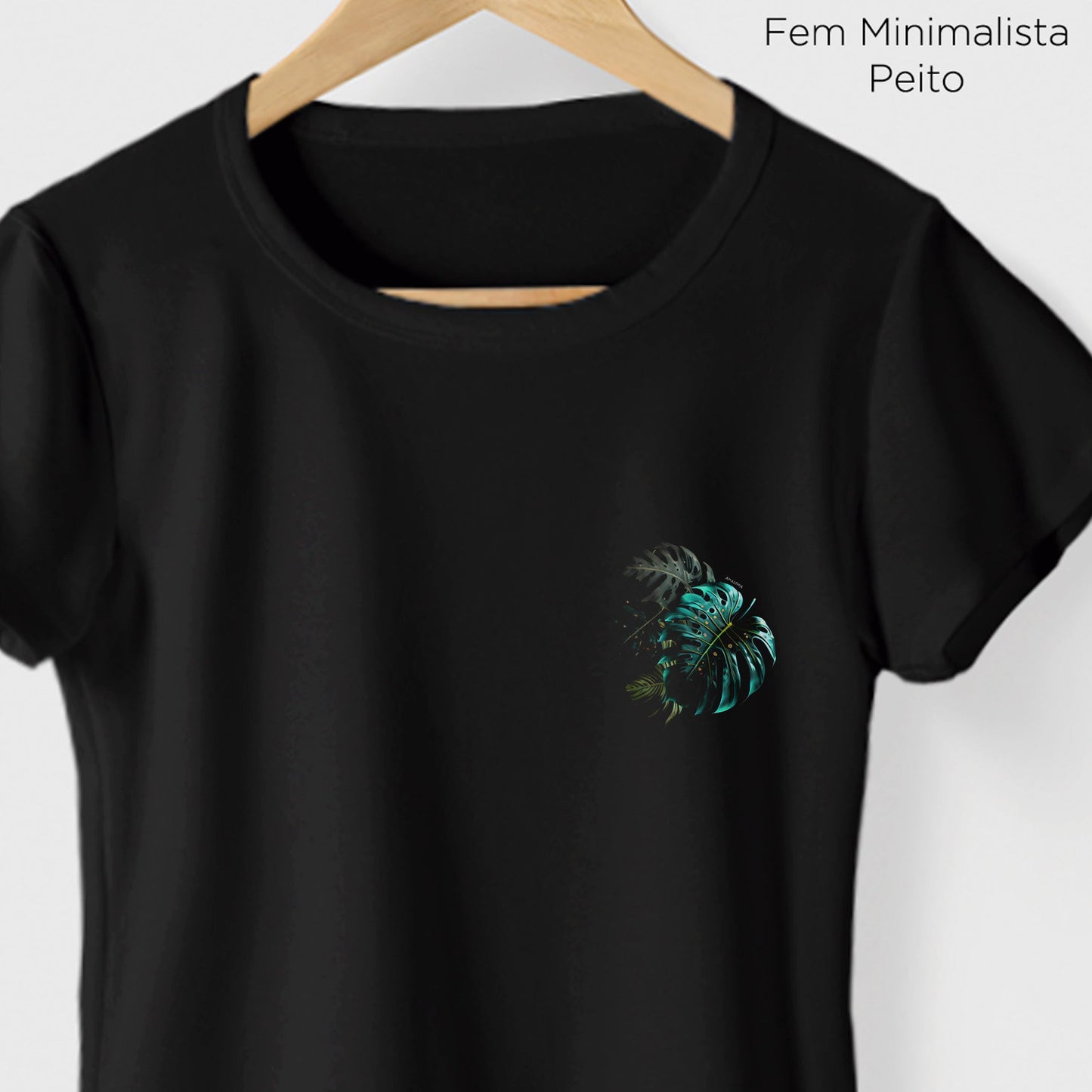 Camiseta Amazônia MONSTERA NEON - PRETO - cód 0678