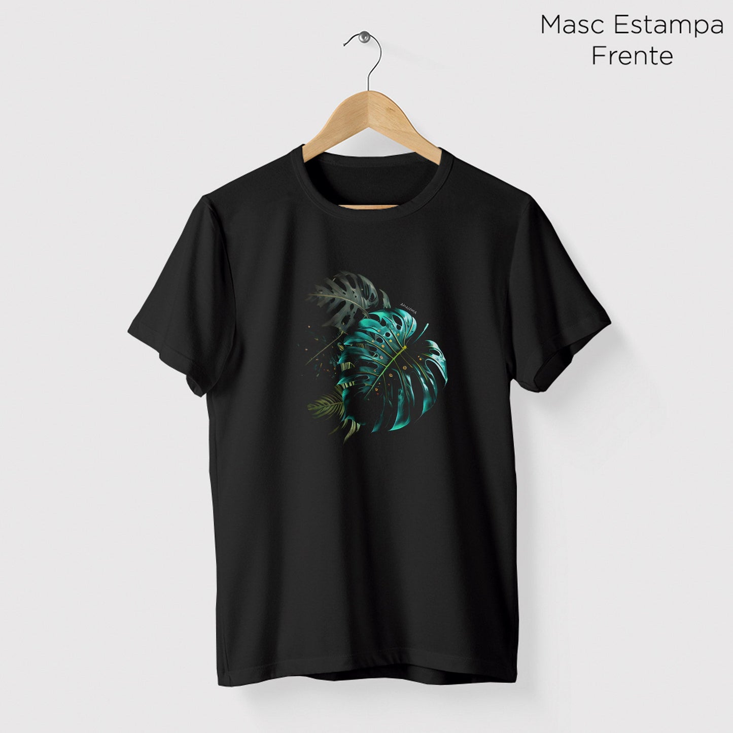Camiseta Amazônia MONSTERA NEON - PRETO - cód 0678