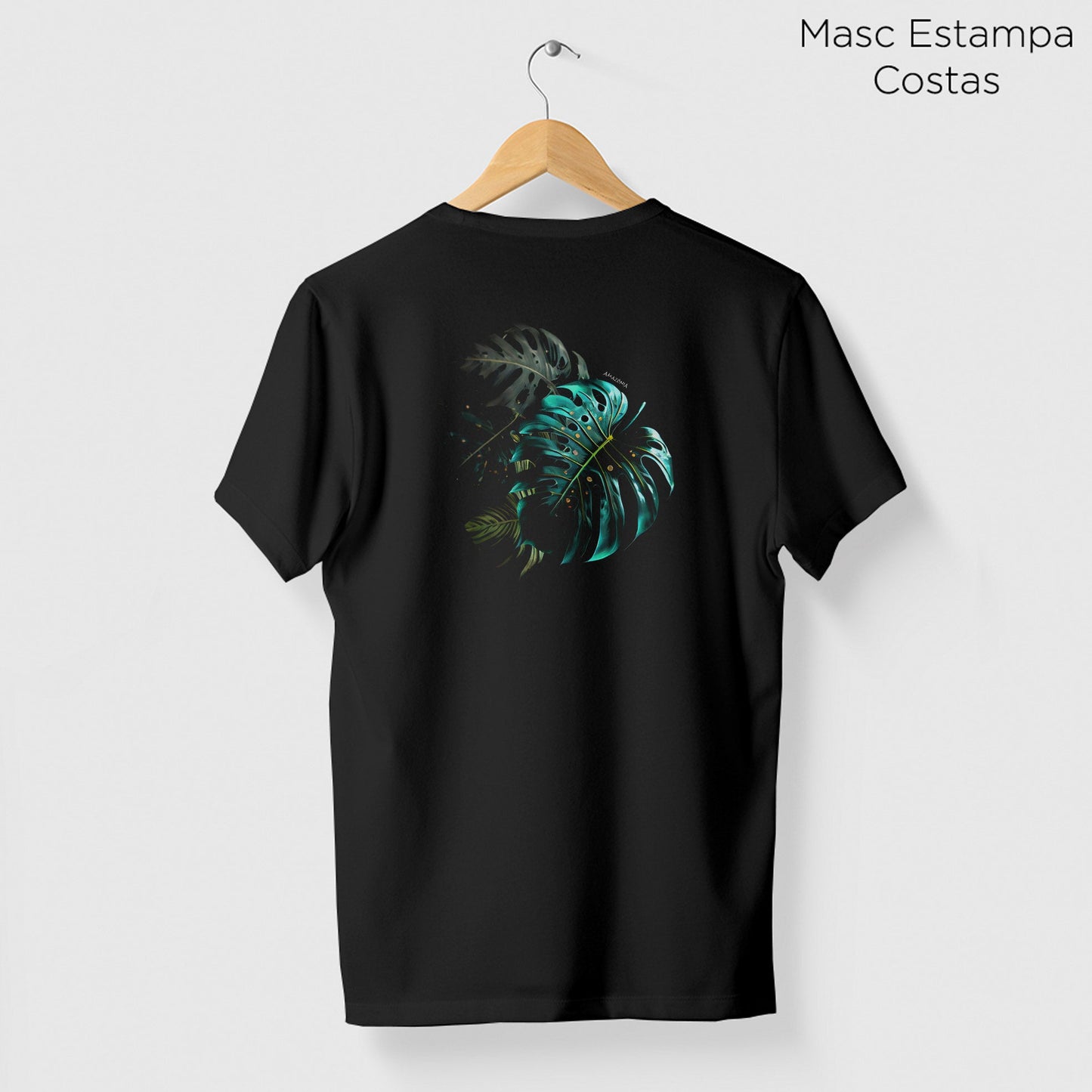 Camiseta Amazônia MONSTERA NEON - PRETO - cód 0678