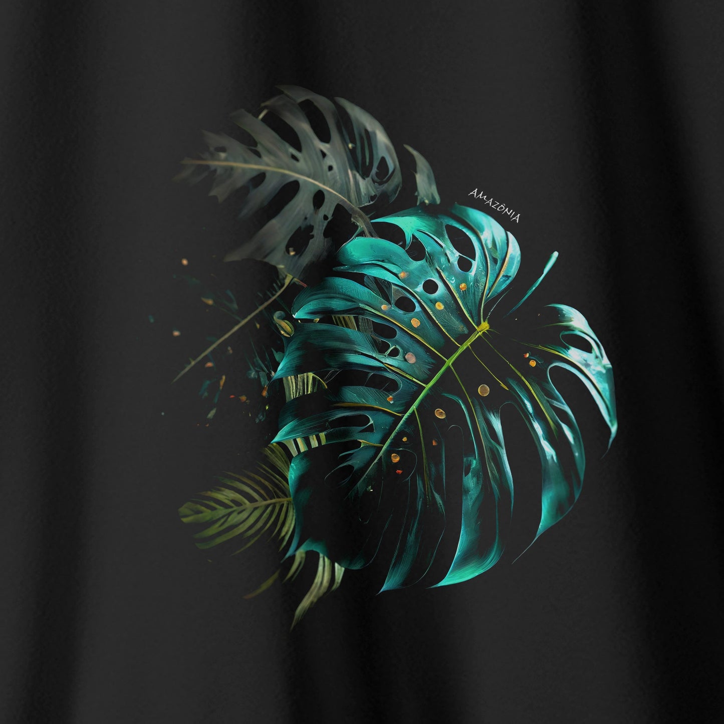 Camiseta Amazônia MONSTERA NEON - PRETO - cód 0678