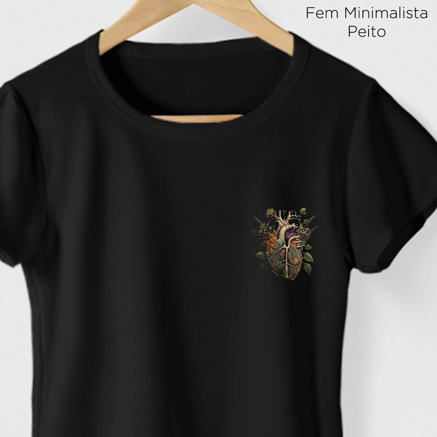 Camiseta Amazônia FLORESTA CORAÇÃO - PRETO - cód 0680