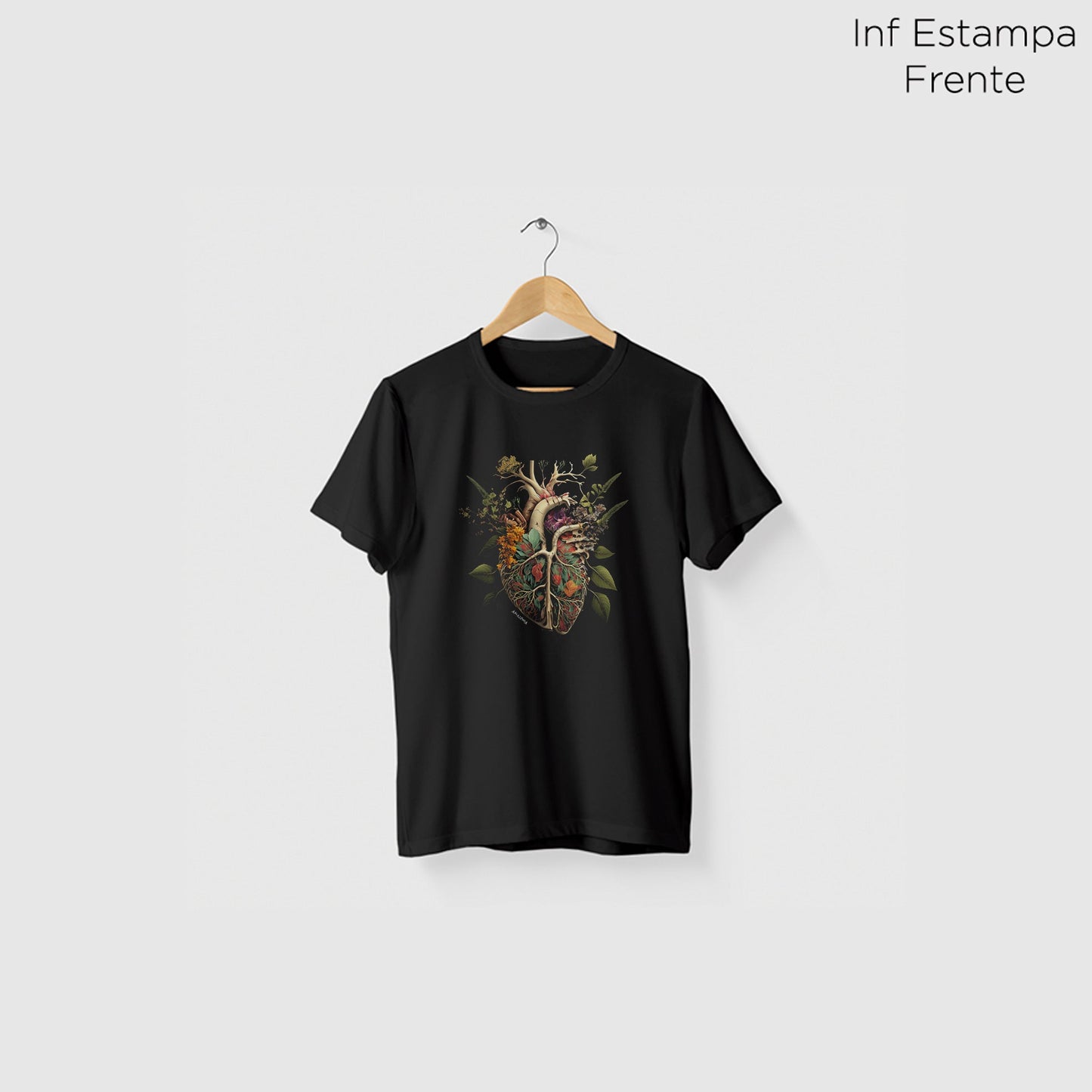 Camiseta Amazônia FLORESTA CORAÇÃO - PRETO - cód 0680