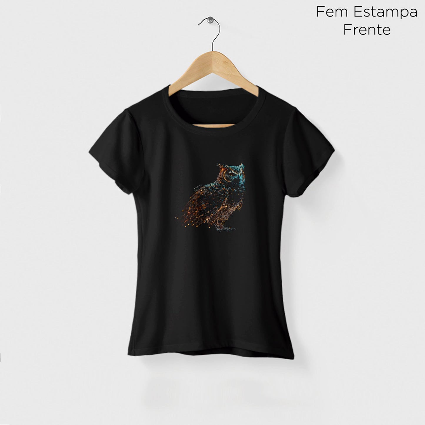 Camiseta Amazônia LUZ CORUJA - PRETO - cód 0688