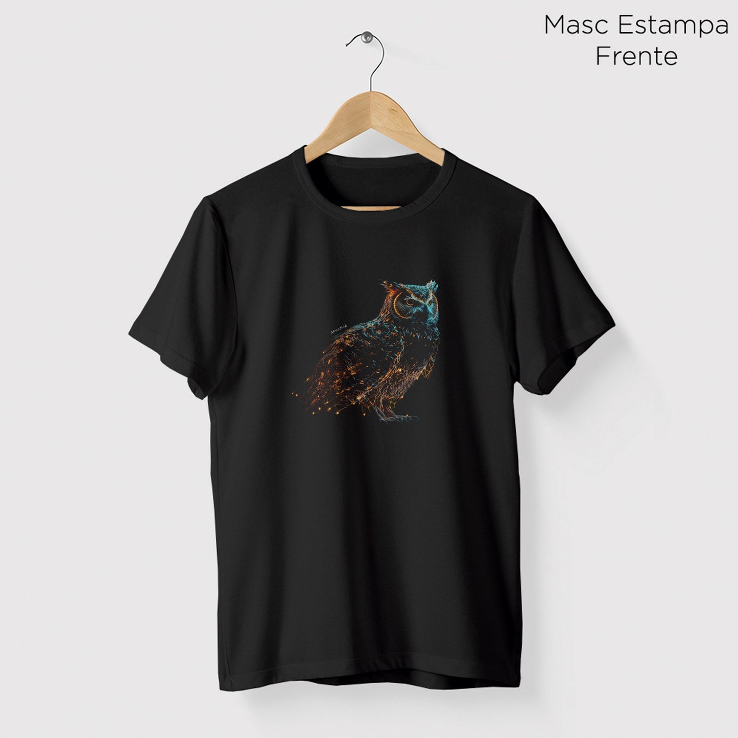 Camiseta Amazônia LUZ CORUJA - PRETO - cód 0688