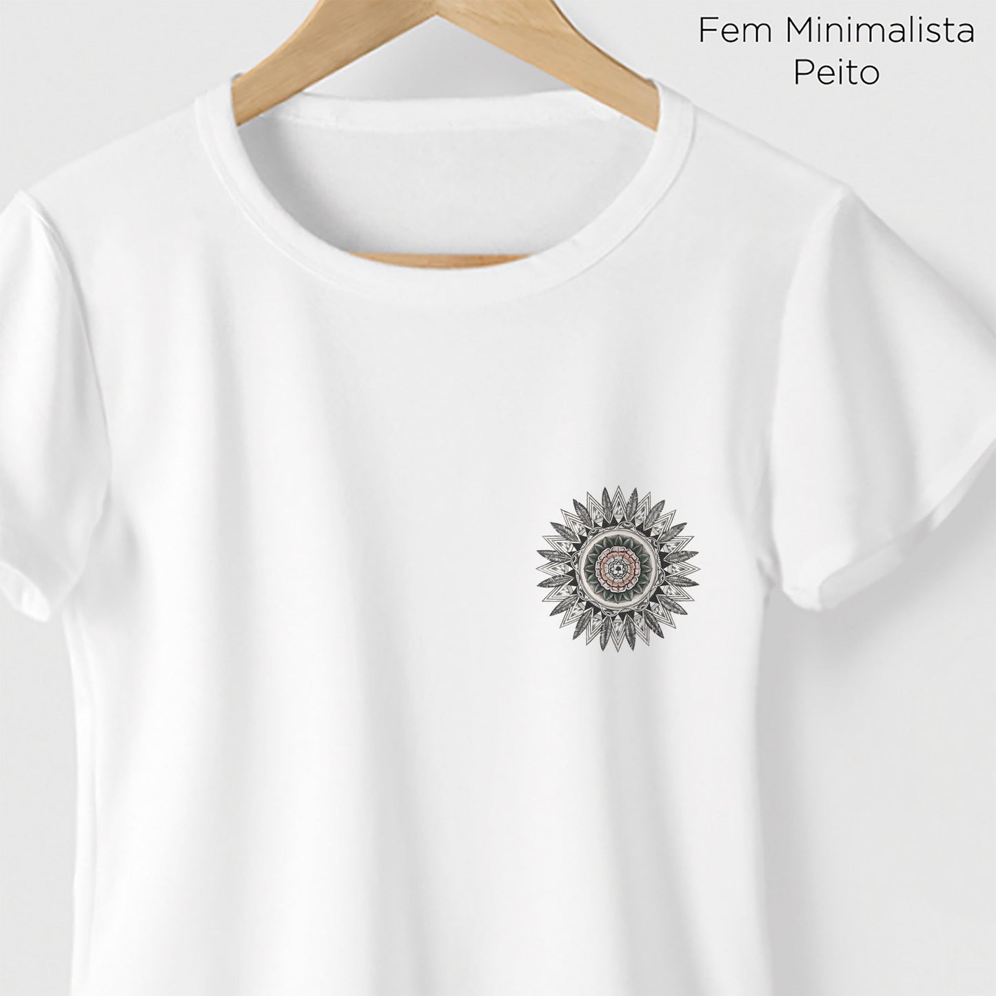 Camiseta Amazônia MANDALA PENAS - BRANCO - cód 1061