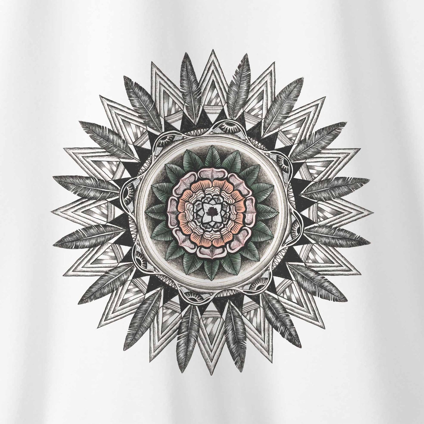 Camiseta Amazônia MANDALA PENAS - BRANCO - cód 1061