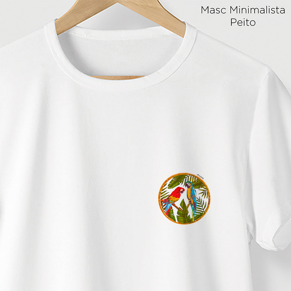 Camiseta Amazônia BORDADO ARARAS - BRANCO - cód 0930