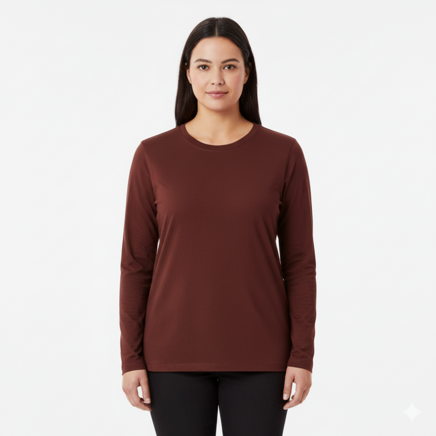 Camiseta Algoodão Egípcio Bordô Manga Longa  Plus Size - cód PSL031
