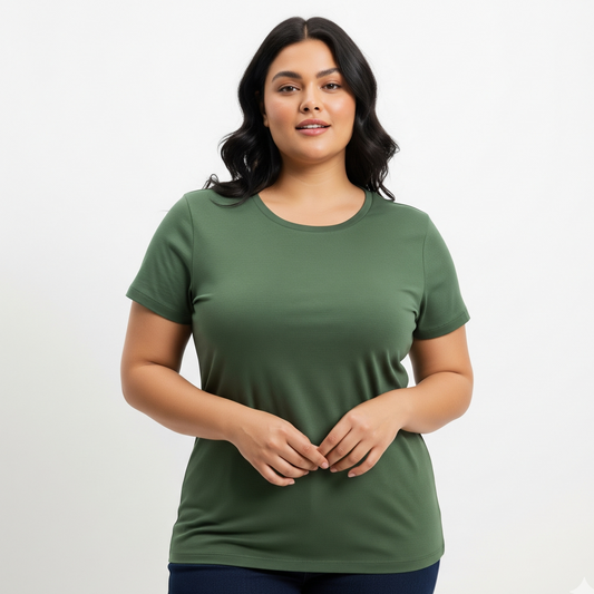 Camiseta Algoodão Ultra Soft Verde Escuro Plus Size - cód LF014