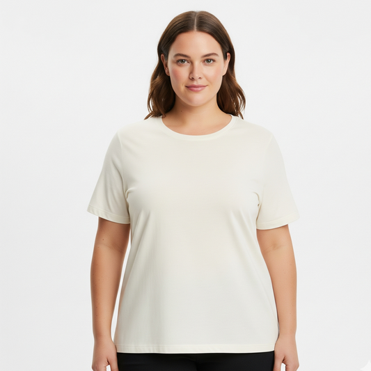 Camiseta Algoodão Egípcio Off White Plus Size - cód PSF003