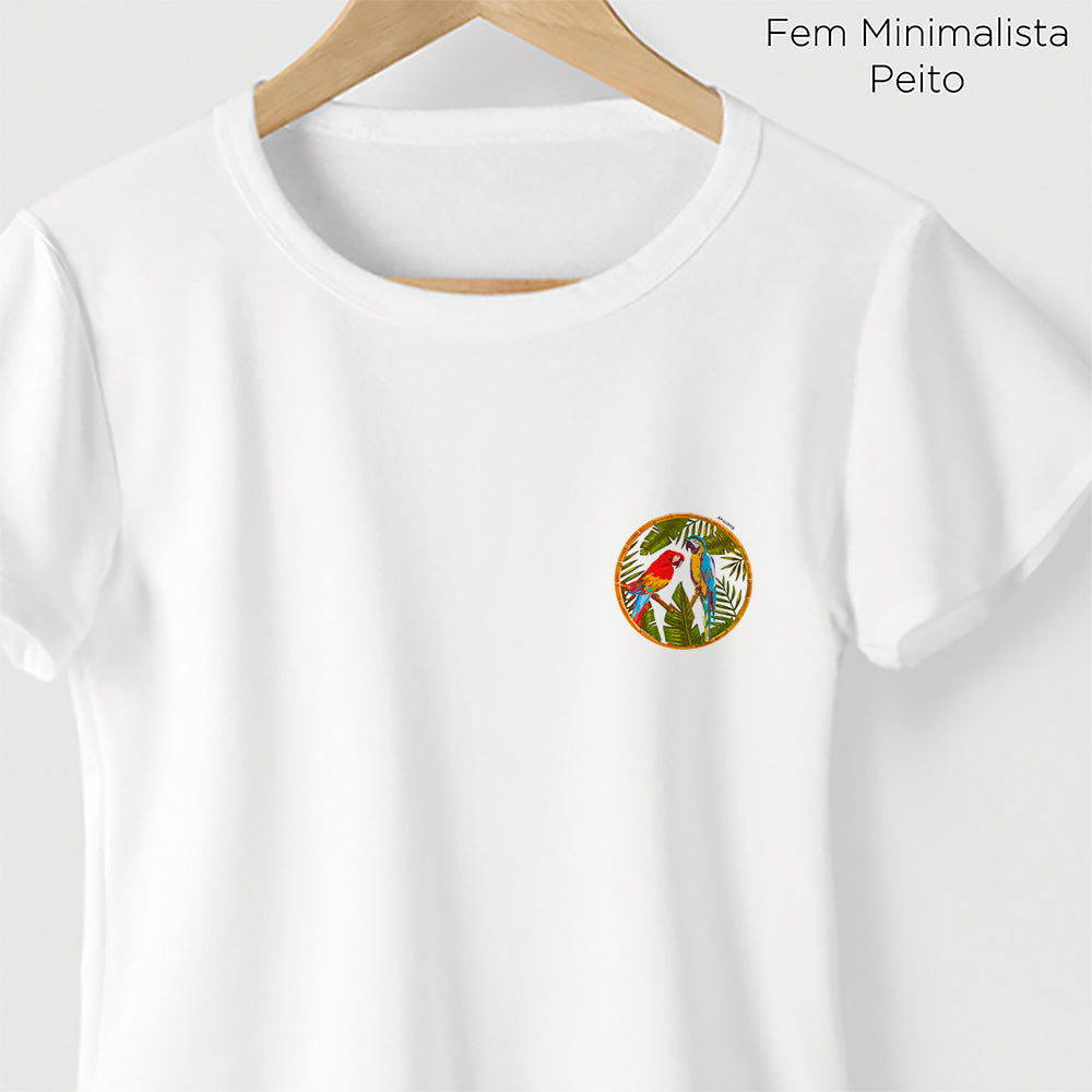 Camiseta Amazônia BORDADO ARARAS - BRANCO - cód 0930