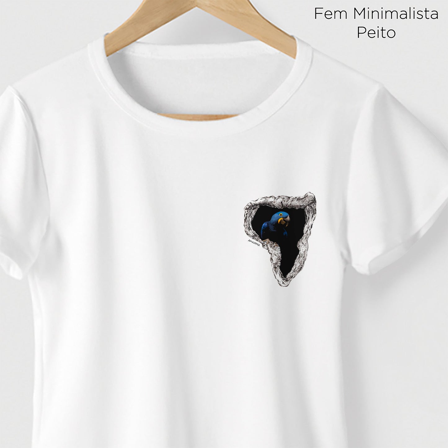 Camiseta Amazônia ARARA ÁRVORE - BRANCO - cód 2070