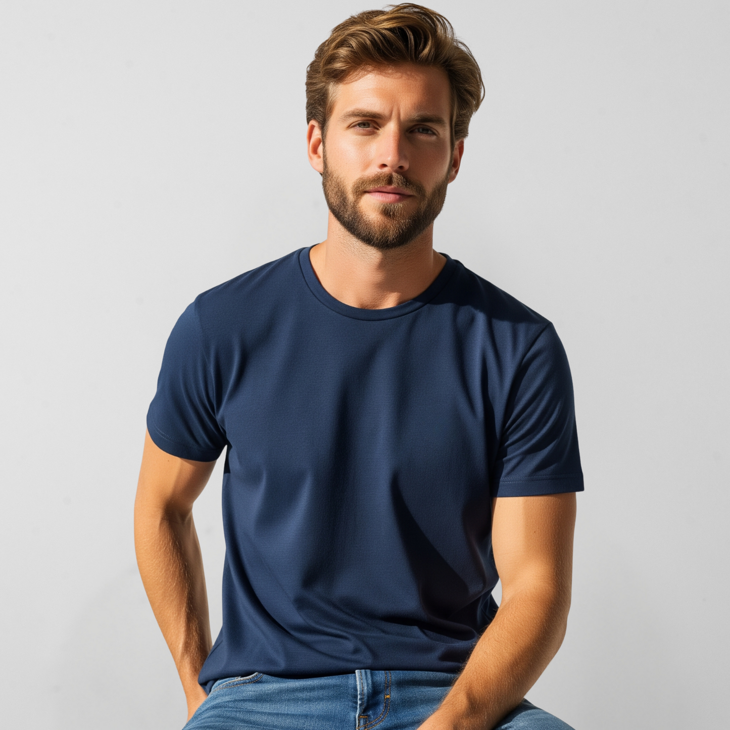Kit 2 Camisetas Algoodão Ultra Soft Azul Marinho - cód L016