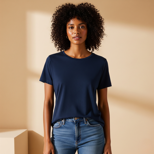 Camiseta Algoodão Ultra Soft Azul Marinho - cód L011