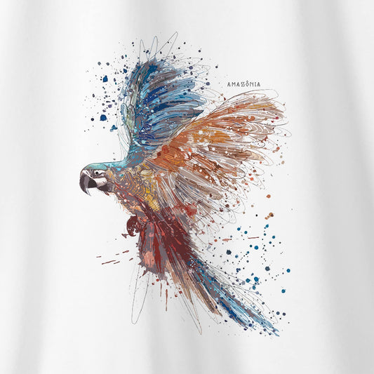 Camiseta Amazônia CORES DA ARARA - BRANCO - cód 0003