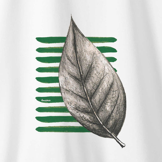 Camiseta Amazônia LISTRAS FOLHA GRANDE - BRANCO - cód 0162