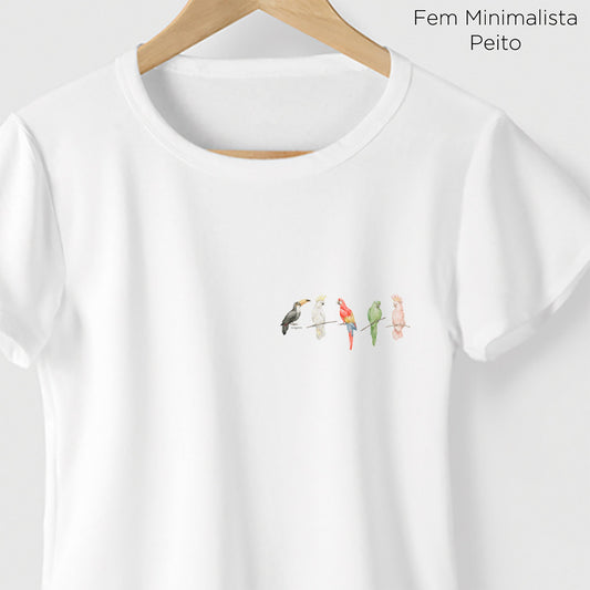 Camiseta Amazônia AVES CORES - BRANCO - cód 0168