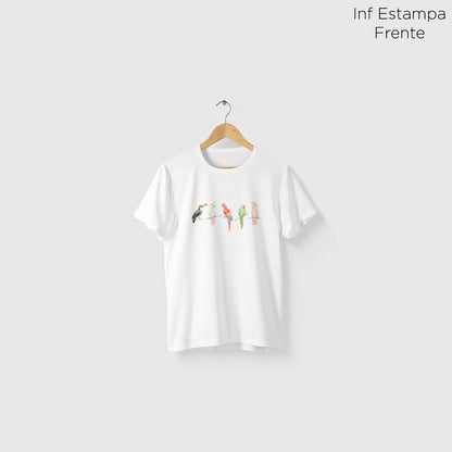 Camiseta Amazônia AVES CORES - BRANCO - cód 0168