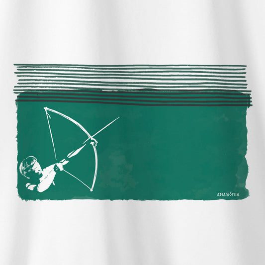 Camiseta Amazônia ÍNDIO ARCO E FLECHA - BRANCO - cód 0223