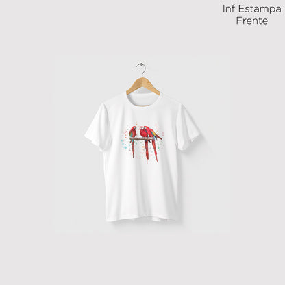 Camiseta Amazônia ARARAS AQUARELA - BRANCO - cód 0478