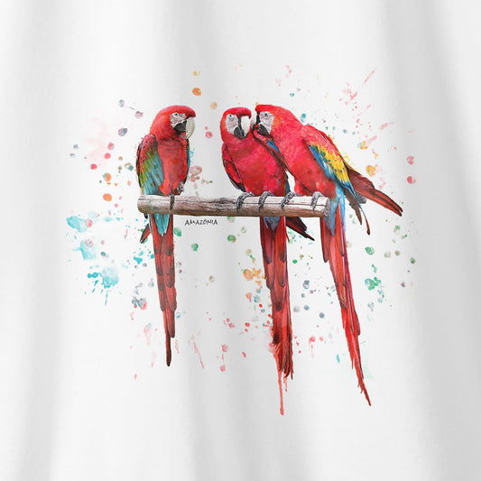 Camiseta Amazônia ARARAS AQUARELA - BRANCO - cód 0478
