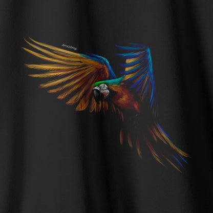 Camiseta Amazônia AQUARELA ARARA - PRETO - cód 0519