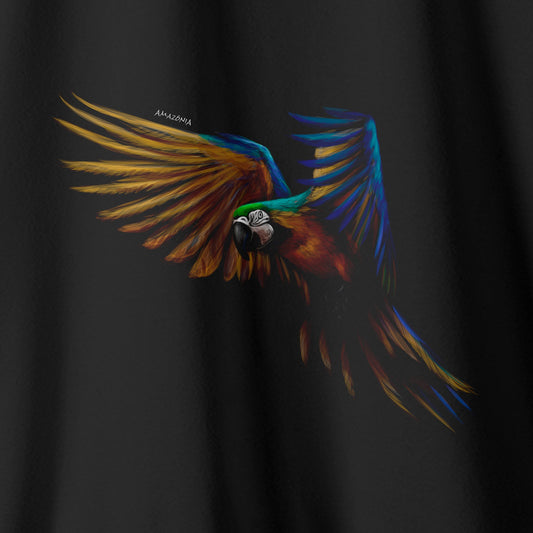 Camiseta Amazônia AQUARELA ARARA - PRETO - cód 0519