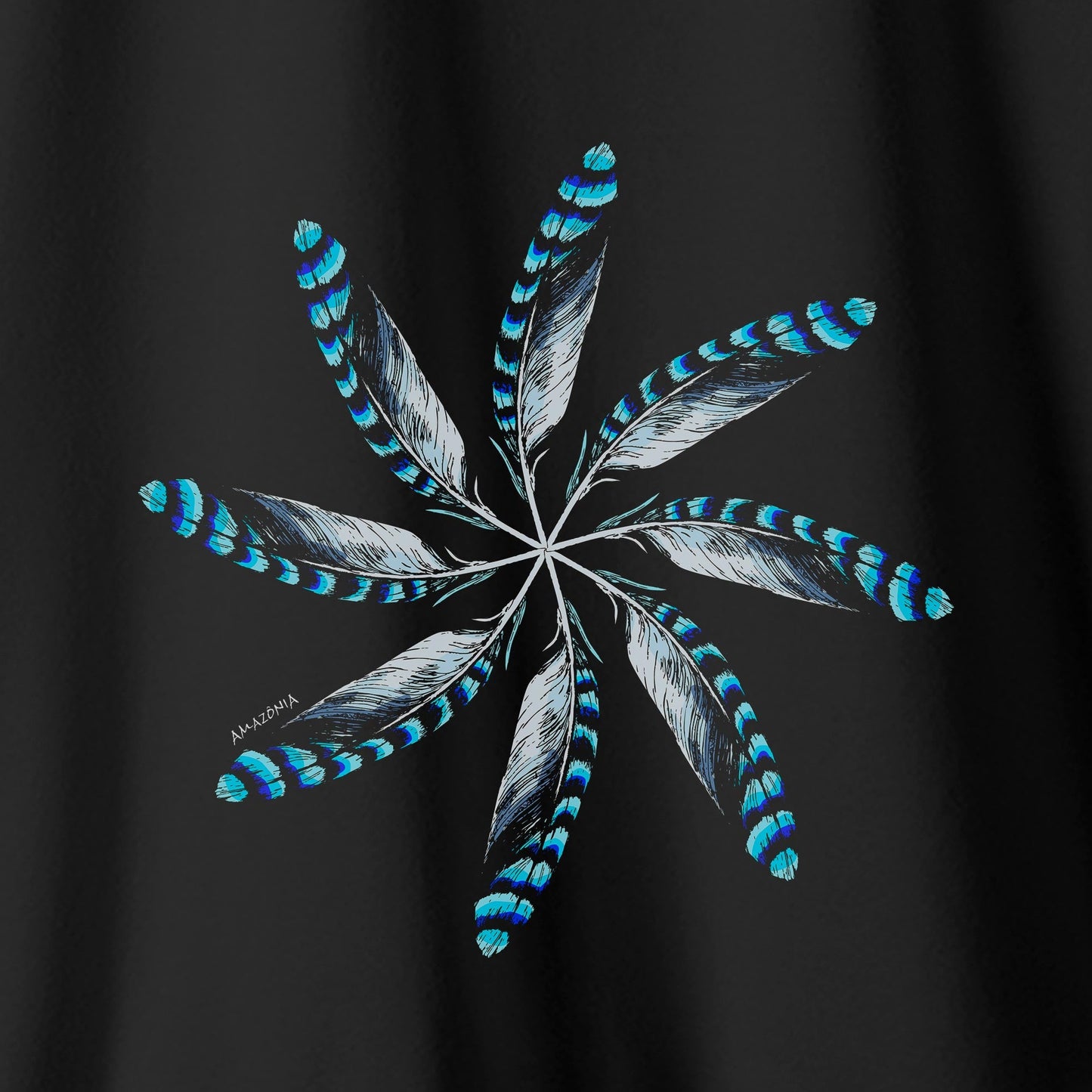 Camiseta Amazônia MANDALA 8 PENAS - PRETO - cód 0522