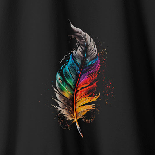 Camiseta Amazônia PENA COLORIDA - PRETO - cód 0562