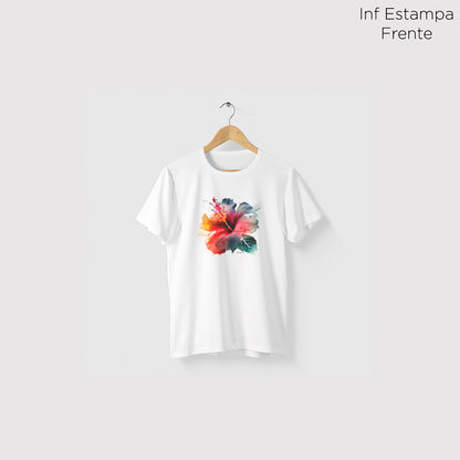 Camiseta Amazônia HIBISCO AQUARELA - BRANCO - cód 0564