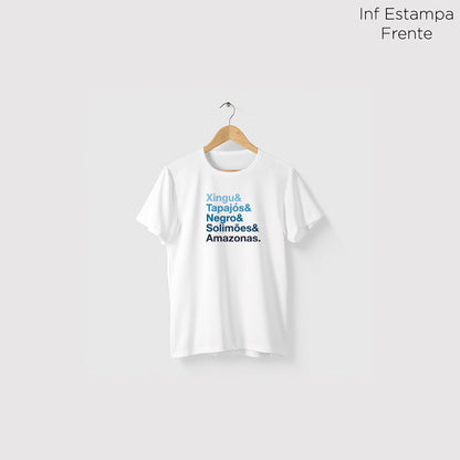 Camiseta Amazônia RIOS DA AMAZÔNIA - BRANCO - cód 0595