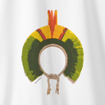 Camiseta Amazônia COCAR AQUARELA - BRANCO - cód 0659