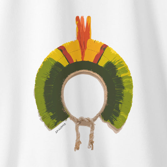 Camiseta Amazônia COCAR AQUARELA - BRANCO - cód 0659
