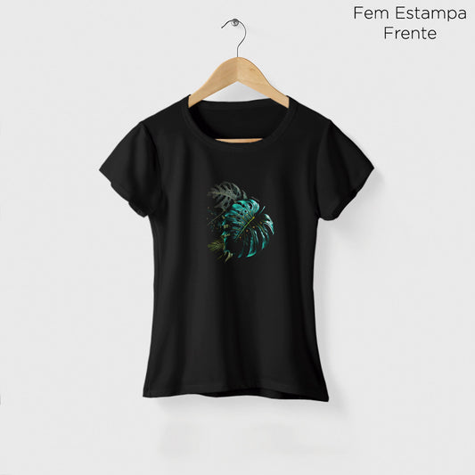 Camiseta Amazônia MONSTERA NEON - PRETO - cód 0678