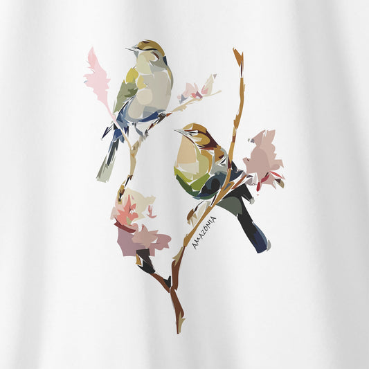 Camiseta Amazônia COLAGEM PÁSSAROS - BRANCO - cód 0692