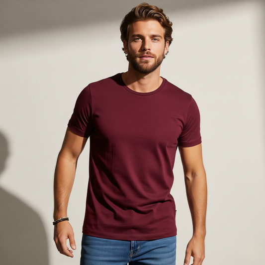 Kit 2 Camisetas Algoodão Ultra Soft Bordô - cód L027